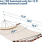 TegerDeger 12FT 2 Person Hammock Large Hammock 450LB Capacity with V Shaped Hardwood Spreader Bar & Nylon Rope for Outside, Patio, Garden, Backyard, Beach, Poolside - Beige