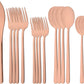 20 Pieces Silverware Set 304 Stainless Steel, Healthy & Eco-Friendly Silver Travel Mirror Polished Rose Gold Knife Fork Spoon Salad Fork Dessert Spoon Flatware Set, Service for 4