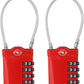 ZHEGE TSA Luggage Locks, Travel Locks TSA Approved, 4 Digit Cable Luggage Lock with Open Alert Indicator for Suitcase, Backpack, Baggage, Laptop Bag (2 Pack, Red)