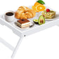 Artmeer Bed Tray Table with Folding Legs,Bamboo Breakfast in Bed for TV Table, Laptop Computer Tray,Eating,Snack Tray (White) Extra-Large Size
