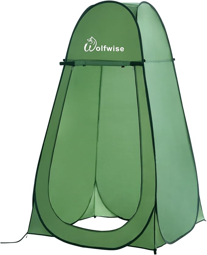 Wolfwise Pop Up Shower Tent for Camping, Portable Instant Changing Tent with Ventilation Window & Carry Bag, Privacy Bathroom Toilet for Beach & Outdoor, Width 40 ", Height 75 ", Green