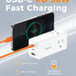 TESSAN USB Charging Station PD 30W, Flat Plug USB C Charger Blocks with 3 AC Outlets, Desktop Phone Fast Charger with 5FT Extension Cord for Phone Tablet Laptop, Travel, Office