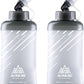 TRIWONDER Water Bottles TPU Soft Flasks Collapsible Running Flasks for Hydration Pack Backpack Hiking Cycling (Gray - 500ml - Pack of 2)