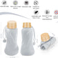 Collapsible Water Bottles 2 Pack,Leak Proof,Reuseable BPA Free Silicone Foldable Water Bottles,Durable Lightweight for Travel Gym Camping Hiking,Compact Size Portable Sports Water Bottle (Black&Grey)