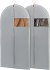 43" Garment Bags for Hanging Clothes, Suit Bags for Closet Storage and Travel, Grey Suit Cover Bags with Clear Window for Coats, Jackets, Shirts (2 Packs)