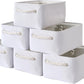 TheWarmHome Storage Basket for Organizing - Small 6 Pack 11.8x7.8x5.2 inch Gifts for Empty with Rope, Fabric Storage Cubes for Decorative Cloth Dog Livehome (White)
