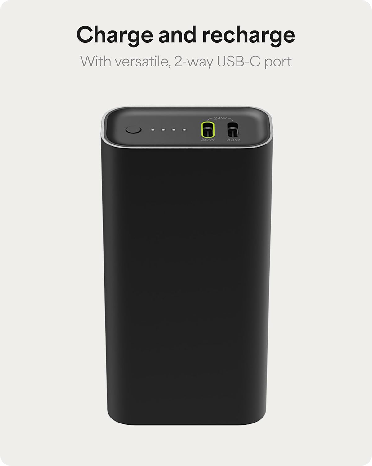 Mophie Powerstation 10,000mAh Power Bank (Gen 3) – Ultra-Fast USB-C PD, 30W Output, Charges 2 Devices, Up to 2 Phone Charges, LED Indicator, Compact & Portable, Premium Anodized Aluminum Body, Black - Roamly