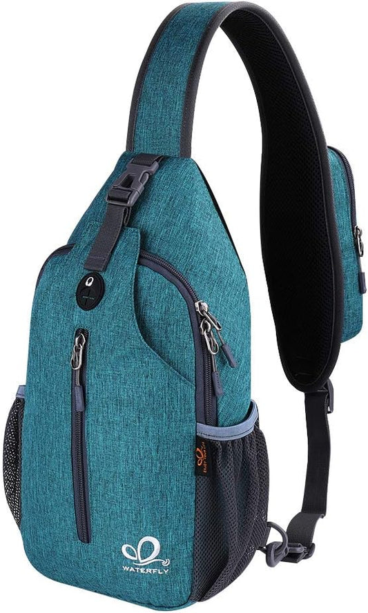 WATERFLY Crossbody Sling Backpack Sling Bag Travel Hiking Chest Bag Daypack - Roamly
