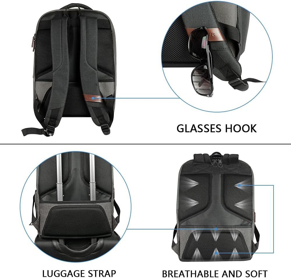 KROSER Laptop Backpack Large Computer Backpack Fits up to 17.3 Inch Laptop with USB Charging Port Water-Repellent Casual Daypack for Travel/Business/College/Women/Men-Grey - Roamly