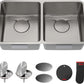 KRAUS Dex 33-Inch Undermount 50/50 Double Bowl TRU16 Gauge Stainless Steel Kitchen Sink with DrainAssure WaterWay and VersiDrain Assembly in Radiant Pearl Finish, KD1UD33B
