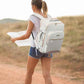 LOVEVOOK Travel Backpack for Women & Men 40L,Airline Approved Carry On Backpack Travel Essentials,TSA Carry on Luggage,Waterproof Personal Item Travel Bag,Suitcase with 3 Packing Cubes,Light gray-Pink