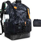 Fishing Backpack with Rod Holder, Heavy Duty Fishing Bag with Waterproof Bottom, Tackle Backpack Gifts for Man Woman-Black Camo
