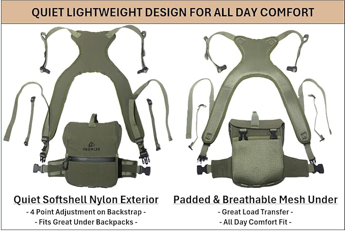 THE GUIDE BUNDLE: All Season Binocular Chest Pack Harness With 5 Piece Modular Accessory Kit: One Solution - Early Scouting To Late Season - Olive Green - Fits Up To Most 12x50 Bino