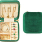 TAIMY Plush Velvet Travel Jewelry Box, Small Travel Jewelry Case, Portable Mini Jewelry Travel Organizer Boxes for Rings Earrings Necklaces Bracelets(Emerald Green,No Mirror)