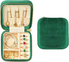 TAIMY Plush Velvet Travel Jewelry Box, Small Travel Jewelry Case, Portable Mini Jewelry Travel Organizer Boxes for Rings Earrings Necklaces Bracelets(Emerald Green,No Mirror)