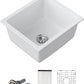 Dcolara 15 Inch White Undermount Wet Bar Sink Single Bowl Kitchen Sink Modern prep sink Granite Composite,DC-GUW001