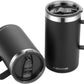 KXIAOCHEN 20oz Insulated Coffee Mug with Lid, Stainless Steel Coffee Cup, Double Wall Vacuum Coffee Tumbler with Handle, Premium Thermal Travel Coffee Mug (Black 2Pack)