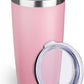 StarSpeed 20oz Tumbler Bulk with Lid, Stainless Steel Insulated Tumblers Double Wall Vacuum Insulated Travel Mug, Powder Coated Coffee Cups for Hot and Cold Drinks(Lght Pink,1)