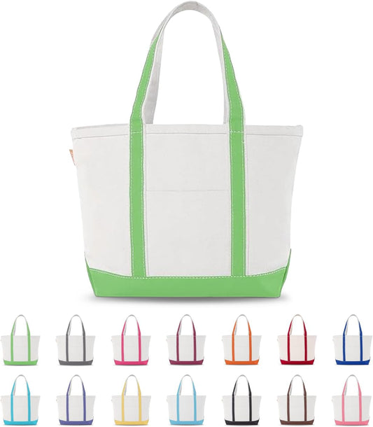 CB STATION Medium Classic Canvas Tote Bag for Women, Top Zipper Closure, Outer Pocket, Daily Essentials, Groceries, Traveling
