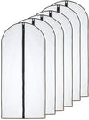 Garment Bag (Set of 6) Plastic Garment Bags with Zipper Hanging Clothes Cover Dress Bag for Suits, Coats Closet (24'' x 40'', Black)