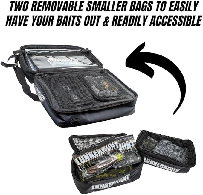 Lunkerhunt Fishing Tackle Sling Bag with Adjustable Strap - Water-Resistant TPE Fabric