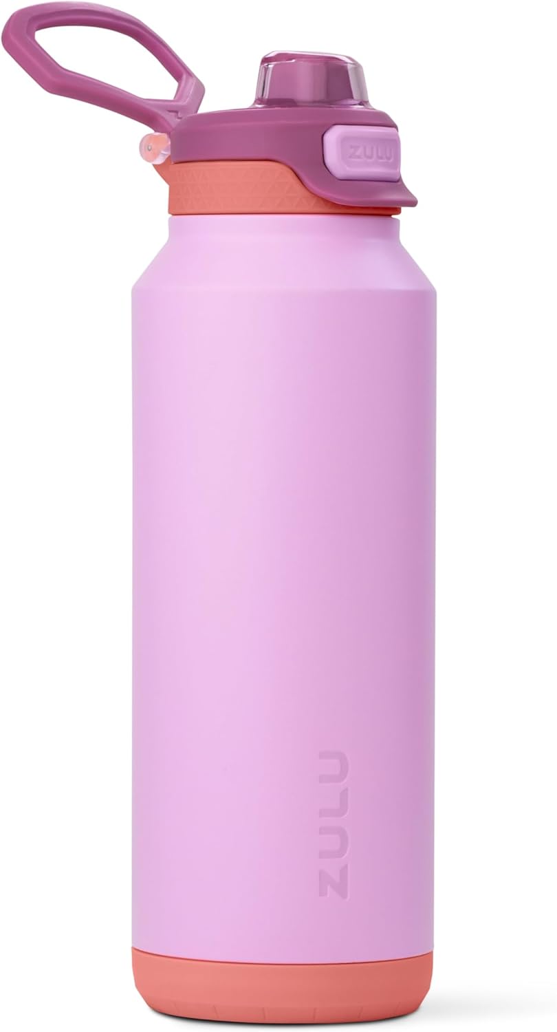 ZULU Powerfill Pro 40oz Stainless Steel Water Bottle with Quick Fill Lid, Triple Walled Vacuum Insulated Metal, Leak Proof Locking Lid, Sip and Chug, Reusable BPA Free, Sherbert - Roamly