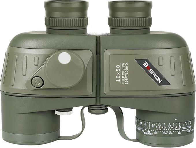 10X50 Waterproof Fogproof Military Marine Binoculars w/Internal Rangefinder & Compass, Marine Binoculars for Adults with BAK4 Prism FMC Lens for Navigation Bird Watching Hunting