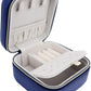 Travel Small Portable Mini Jewelry Case for collection Rings Necklaces Earrings and Lipstick Blue