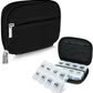 Serfeymi Weekly Travel Pill Organizer Pill Case for Purse with Removable 7 Day Pill Box, Fashionable Travel Medicine Organizer Pill Container for Medicine, Vitamin, Supplement - Black 01 + Pill Box