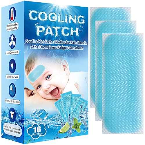 16 Sheets Baby Cool Pads for Kids Fever Discomfort and Pain Relief (16 Count)