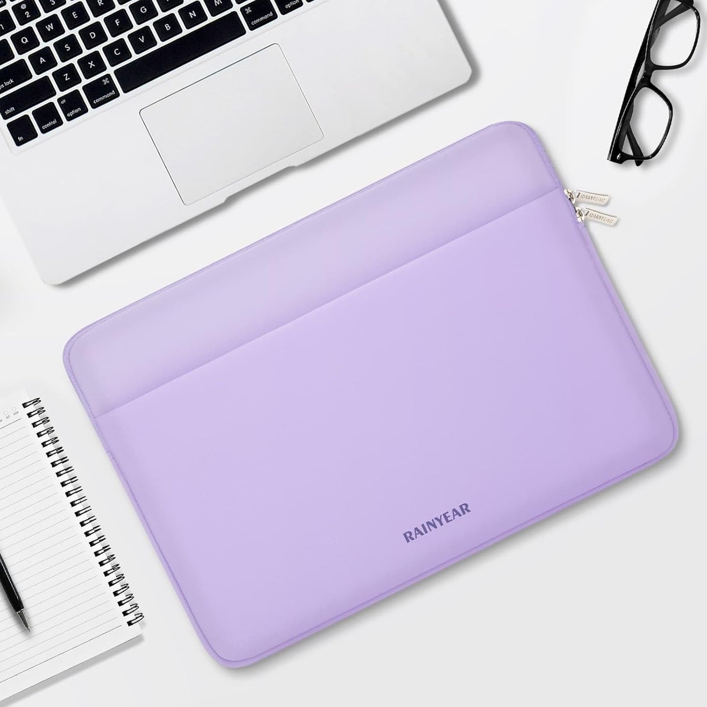 RAINYEAR Laptop Sleeve Case 15 16 Inch, Protective Portable Case with Front Pocket, Briefcase Handbag Computer Cover Laptop Bag Compatible for MacBook Pro/Max M4 M3 M2 M1, Purple