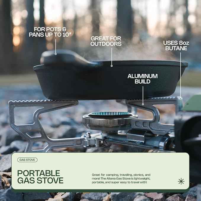Portable Butane Gas Stove for Camping, Outdoor, and Indoor Cooking, Compact Lightweight Single Burner with Carrying Bag for Travel – by Altena