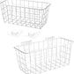 2 Set LeleCAT Hanging Wall Basket Organizer Over the Cabinet Door Adhesive Wire Baskets for Organizing Kitchen Food Pantry Bathroom Shelf Storage No Drilling Wall Mounted,White