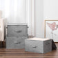 ANMINY 3PCS Storage Bins with Zipper Lids 36 Qt Lidded Fabric Storage Boxes Baskets Cubes with Handles Collapsible Washable Cotton Linen Closet Shelf Clothes Organizer Containers - Gray, Large