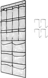 Extra Large Hanging Crystal Clear Over Door Shoe Organizers, Closet Shoe Organizer Shoe Rack Organizer Shoe Storage, 12+6Pockets, 4Hooks, white (59"x 21.6")
