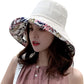 Women Wide Brim Sun Hats Metal Wired Edge Summer UV Protection Beach Fishing Hat for Hiking Garden Travel Chin Strap