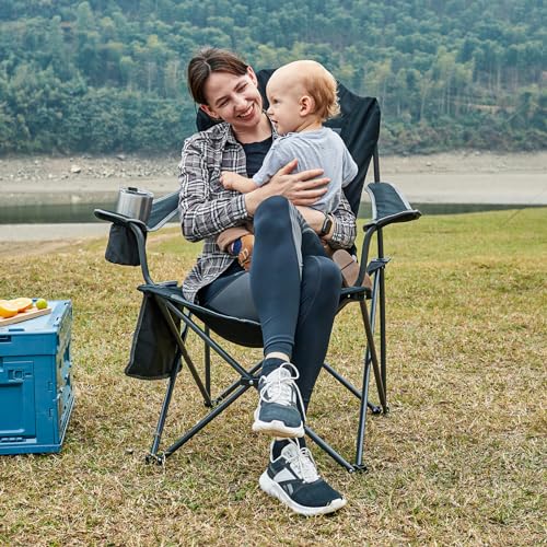 Folding Camping Chair with High Back Padded 2 Pack Oversized Portable Lawn Chairs Lightweight Sturdy Steel Foldable Outdoor Camp Chair for Adults (2 Count)
