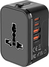 Universal Travel Adapter with 2 PD20W USB-C & 2 QC18W USB-A Ports, Fast Charging International Power Plug Adapter, All-in-One Worldwide Adaptor Converter Wall Charger for US EU UK AUS Asia