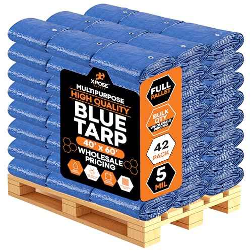 Multipurpose Protective Cover Blue Poly Tarp 40' x 60' (42 Count)