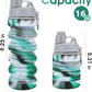 Collapsible Water Bottle for Adults, Boys, Students, Kids, Reusable Silicone Foldable Water Bottles for Travel Camping Hiking, Portable Sports Water Bottle, Gray & Green