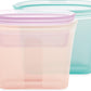Zip Top Reusable Food Storage Bags | 3 Bag Set [Teal/Peach/Lavender] - 2 Sandwich, 1 Snack | Silicone Meal Prep Container | Microwave, Dishwasher and Freezer Safe | Made in the USA
