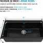 32 Granite Composite Kitchen Sink - Donsdey 32 Inch Black Kitchen Sink Undermount Granite Quartz Composite Ledge Workstation Matte Black Under Counter Single Bowl Sink Basin