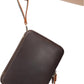 LANNSYNE Full Grain Leather Travel Cable Accessories Bag, Electronic Organizer Carry Case Double Layer Storage Case for Cables, Charger, Phone, Power Bank