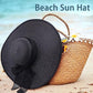Women Wide Brim Bow Straw Hat Floppy Foldable Beach Sun Hat Roll up Cap UPF 50+