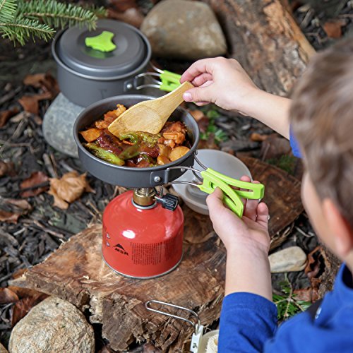 1 Liter Camping Cookware Mess Kit Backpacking Gear & Hiking Outdoors Bug Out Bag Cooking Equipment 10 Piece Cookset (10 Count)