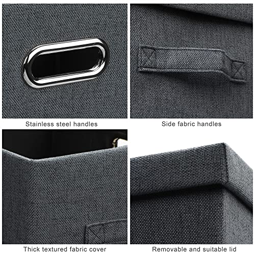 Medium 15" 21 Quart Collapsible Stackable Storage Bins with Lids (3 Count)