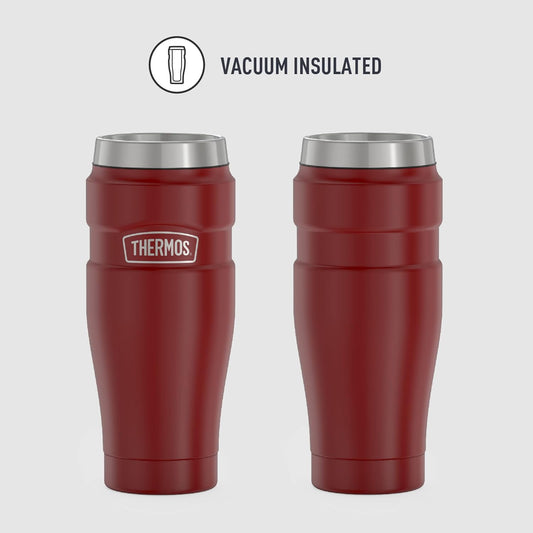 THERMOS Stainless King Vacuum-Insulated Travel Tumbler, 16 Ounce, Rustic Red (Pack of 4)