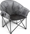 ARROWHEAD OUTDOOR Oversized Heavy-Duty Club Folding Camping Chair with Pocket, Cup Holder, Portable, Padded, Moon, Round, Saucer, Supports 330lbs, Carrying Bag