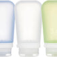 humangear GoToob+ 3-Pack (Large) | Refillable Silicone Travel Bottle | Locking Lid | Food-Safe Material, Clear/Green/Blue, Large (3.4 fl.oz.; 100ml)