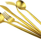 Gugrida 20-Piece 18/10 Stainless Steel Flatware Silverware, Luxury Dinnerware Set Travel Cutlery Tableware Include Knife Fork Spoon Service for 4,Healthy & Eco-Friendly Dishwasher Safe (Gold Matte)